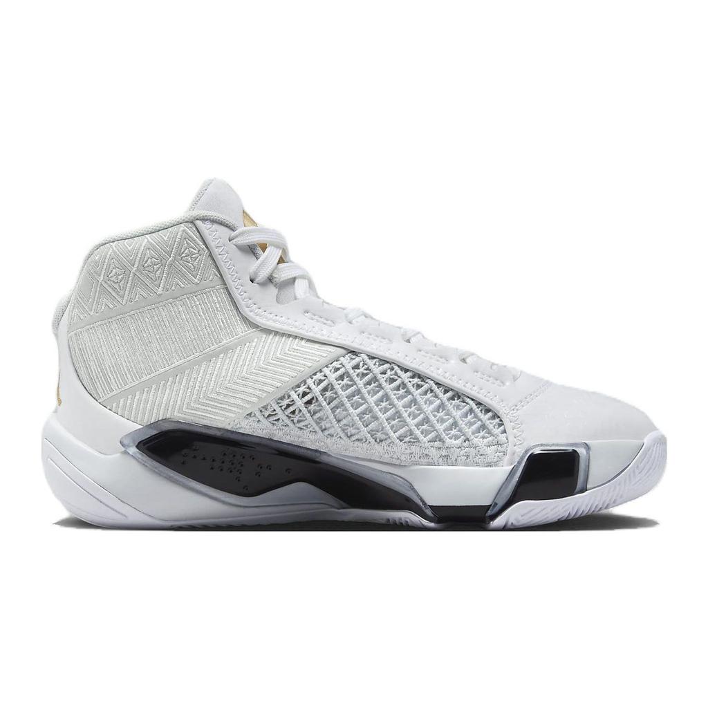 Air Jordan 38 GS FIBA Kids Sneakers White Metallic-Gold Pure-Platinum FN8277-100