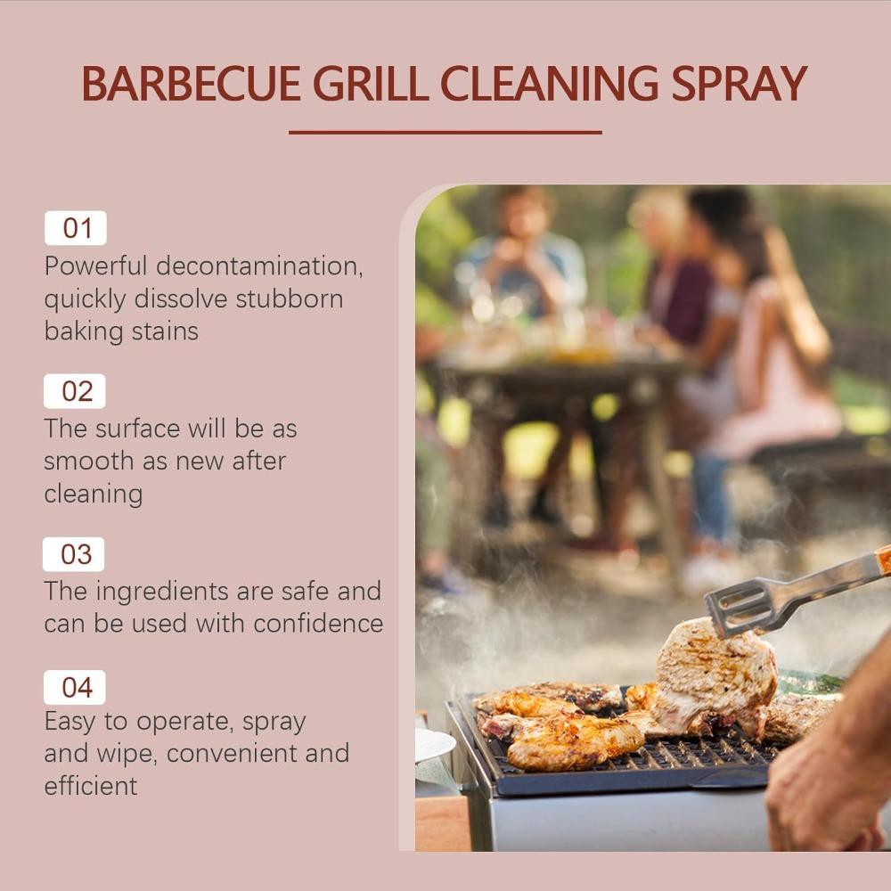 Powerful skillet degreaser, fast and strong heavy-duty grill grease spray, effectively removes stains, black marks, and burnt residues