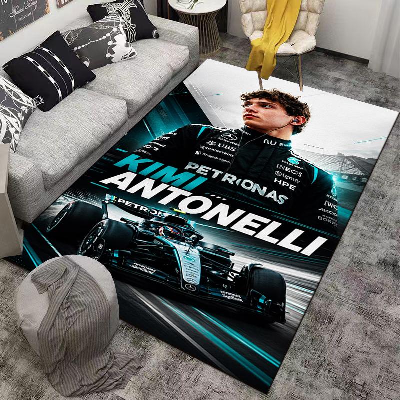 Kimi Antonelli Mercedes F1 Petronas Car Poster Area Rug for Racing Fans Wall Decor