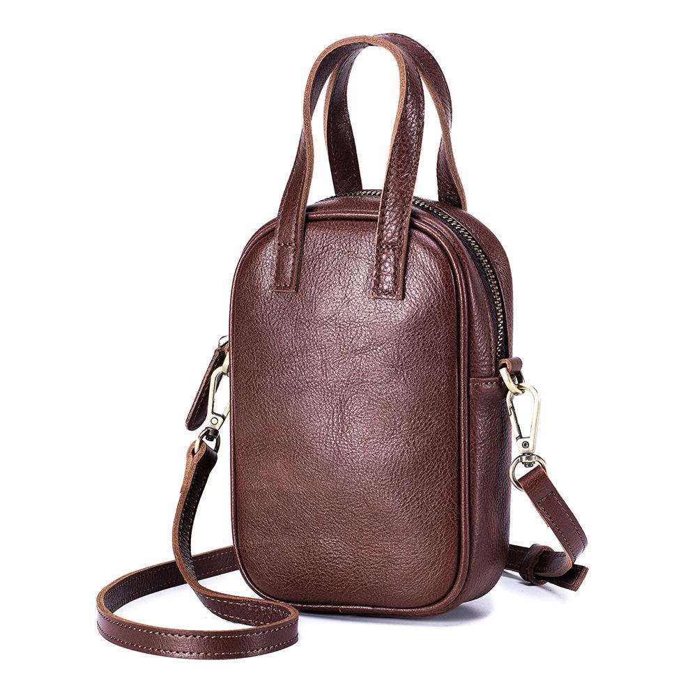 

2026 Women s Genuine Leather Crossbody Phone Bag - Retro, Light Luxury, Handheld & Single Shoulder Small Bag