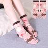 Cute Cartoon Cat Print Two Finger Socks Unisex Japanese Kimono Flip Flop Sandal Split Two Toe Sock Women Men Tabi Socks Harajuku