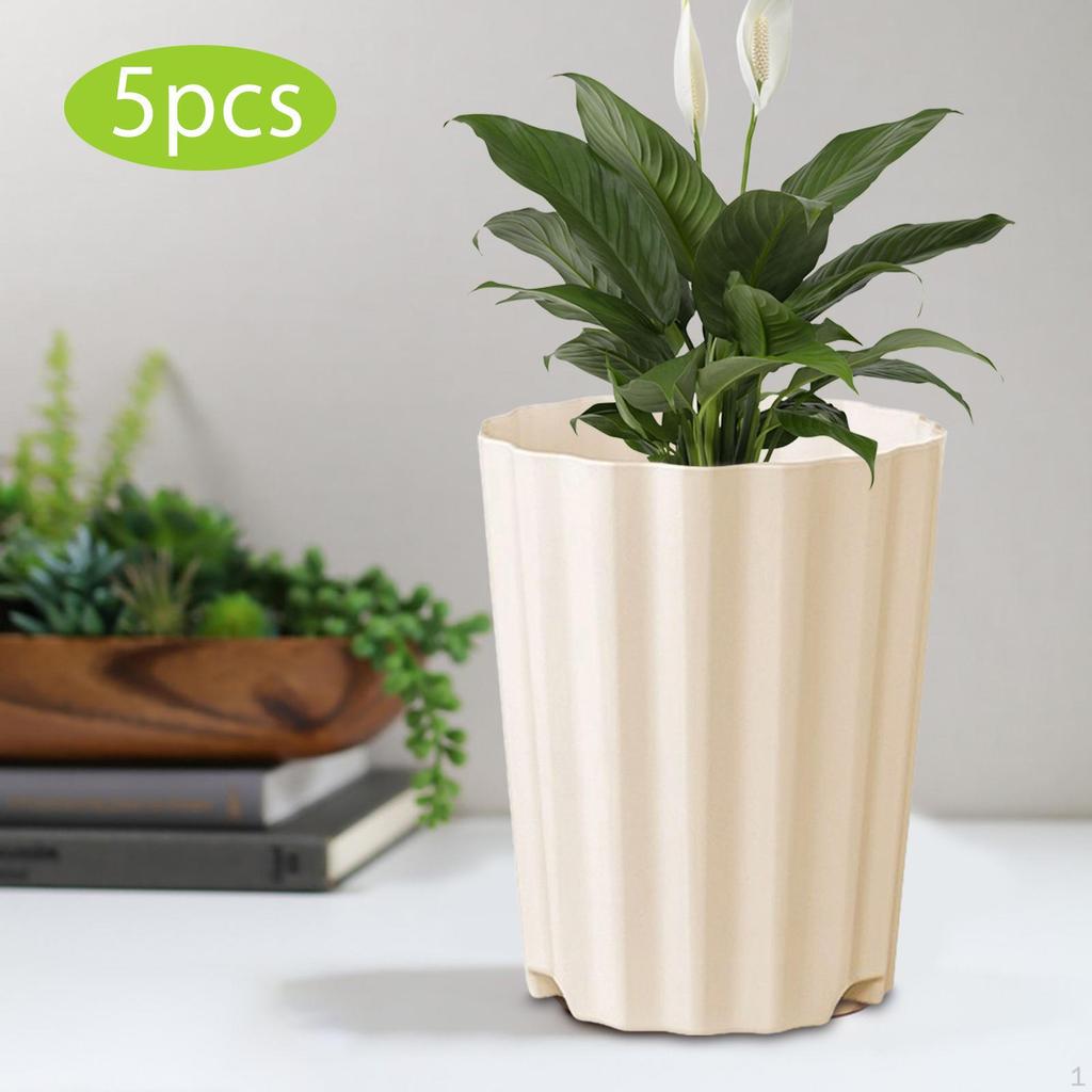 5 Pieces Plant Pots 1.4 L Practical Home Decoration Containers Flower for Backyard Office