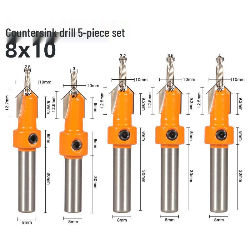 Woodworking Alloy Head Countersink & Step Drill for Self-Tapping Screws