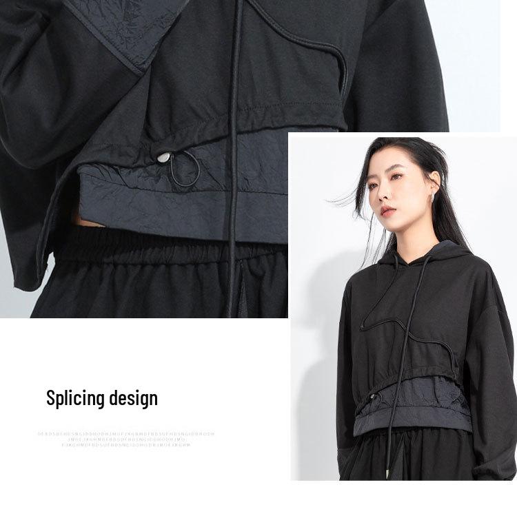 2025 Autumn Two-in-One Hooded Sweatshirt: Spliced Loose Fit with Drawstring - Street Style