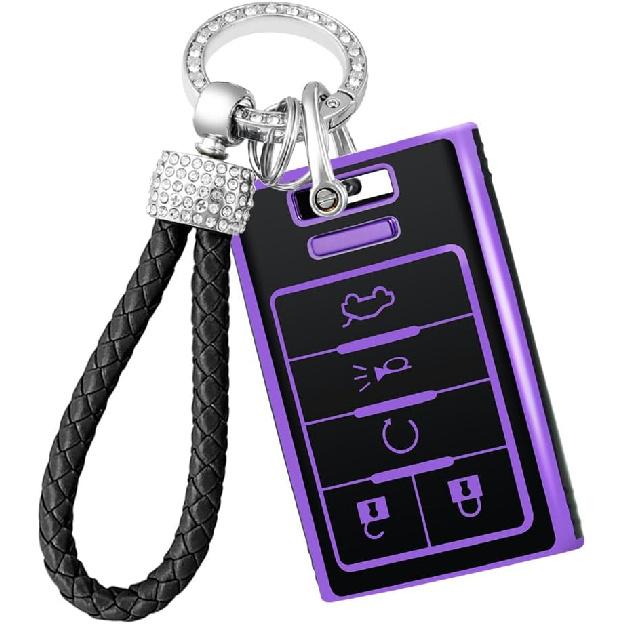 for VW Key Fob Cover with Keychain, Full Protection Key Fob Case Cover Fits for VW Volkswagen Jetta Beetle Tiguan Passat Polo Golf Car Accessories