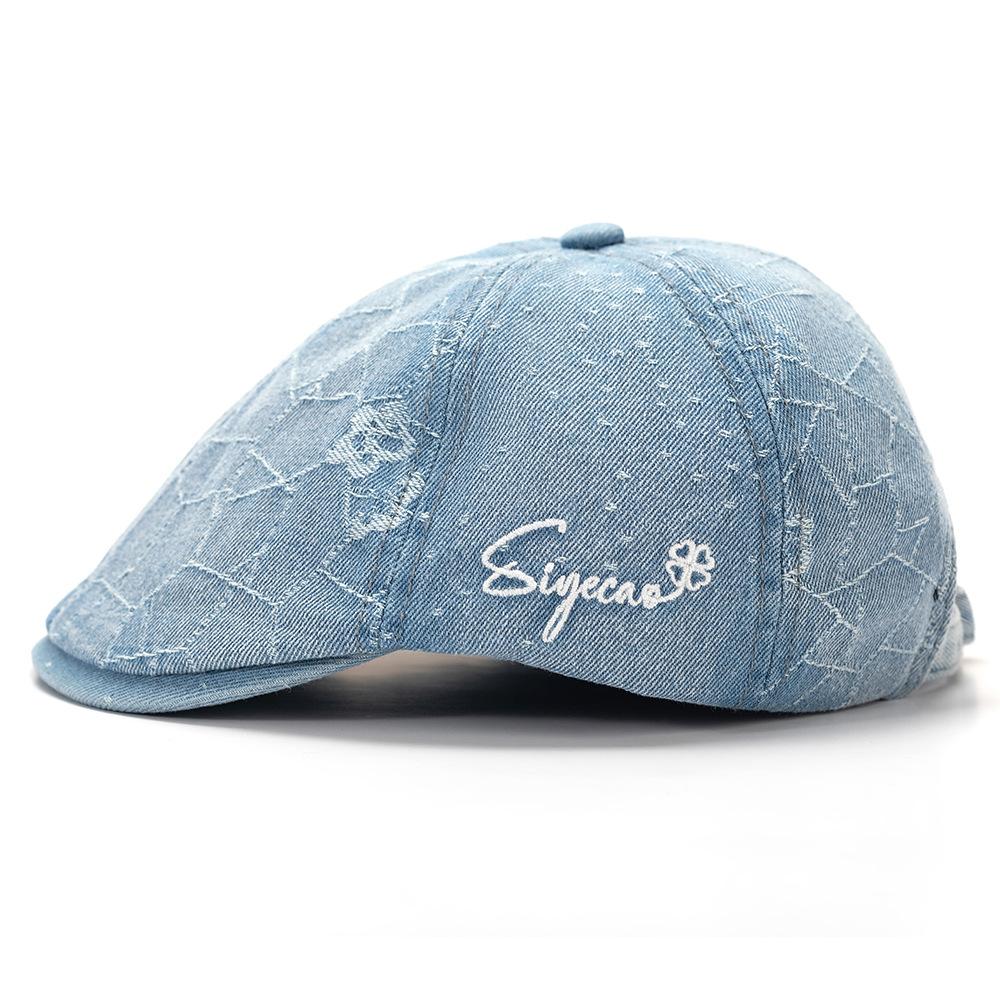 Vintage Denim Forward Hat Women's Summer Sunshade Cap Newsboy Hat