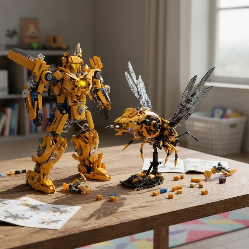 Wespen Roboter 2in1 Verwandlungs Bausteine Set Stk Kreatives 3D Modell Deko Geschenkidee Weihnachten Erwachsene Kinder