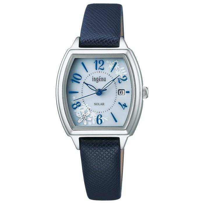 SEIKO Alba ingenu Diamond Lily AHJD438 Women s Solar Watch, Blue Dial, Leather Strap