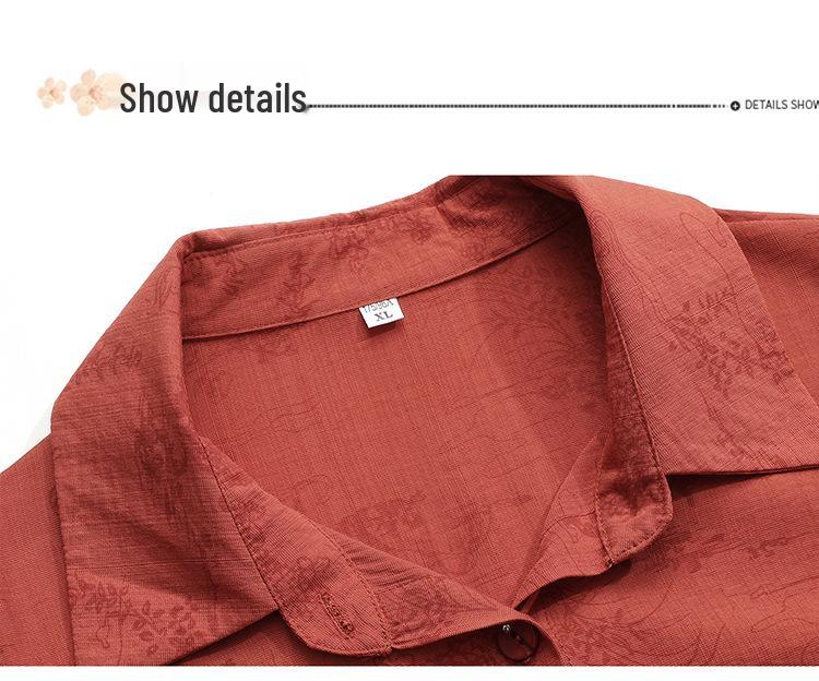 Elderly Women's Summer Solid Color Cardigan with Three-Quarter Sleeves