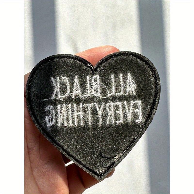 Aprille 1PC "ALL BLACK EVERYTHING" Embroidered Iron On Patches for Clothing Jeans Jacket Embroidery Heart Applique Clothes Sticker