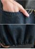 Women's Contrast Patchwork Denim Dress - Plus Size, Frayed, Loose, Mid-Length Skirt for Spring/Autumn