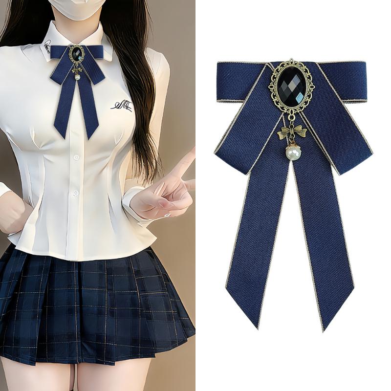 Heritage Style Bow Tie Pearl Adorned Neck Accessory for Sophisticated Events