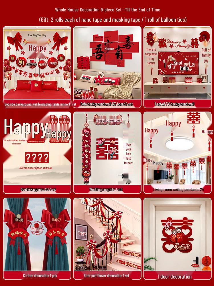 Complete Wedding Room Decoration Set: Bride & Groom's Bedroom Decor Essentials