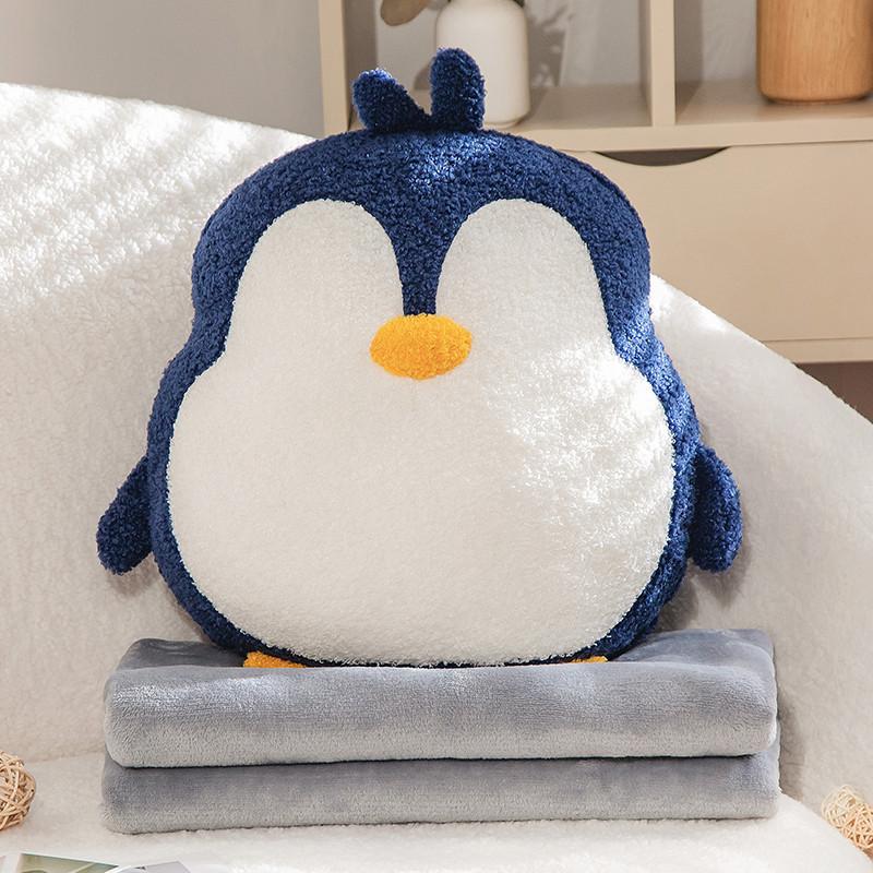 

Toy Plush Penguin Whale Cute Fox Soft Cushion Blanket Twoinone And Practical синій