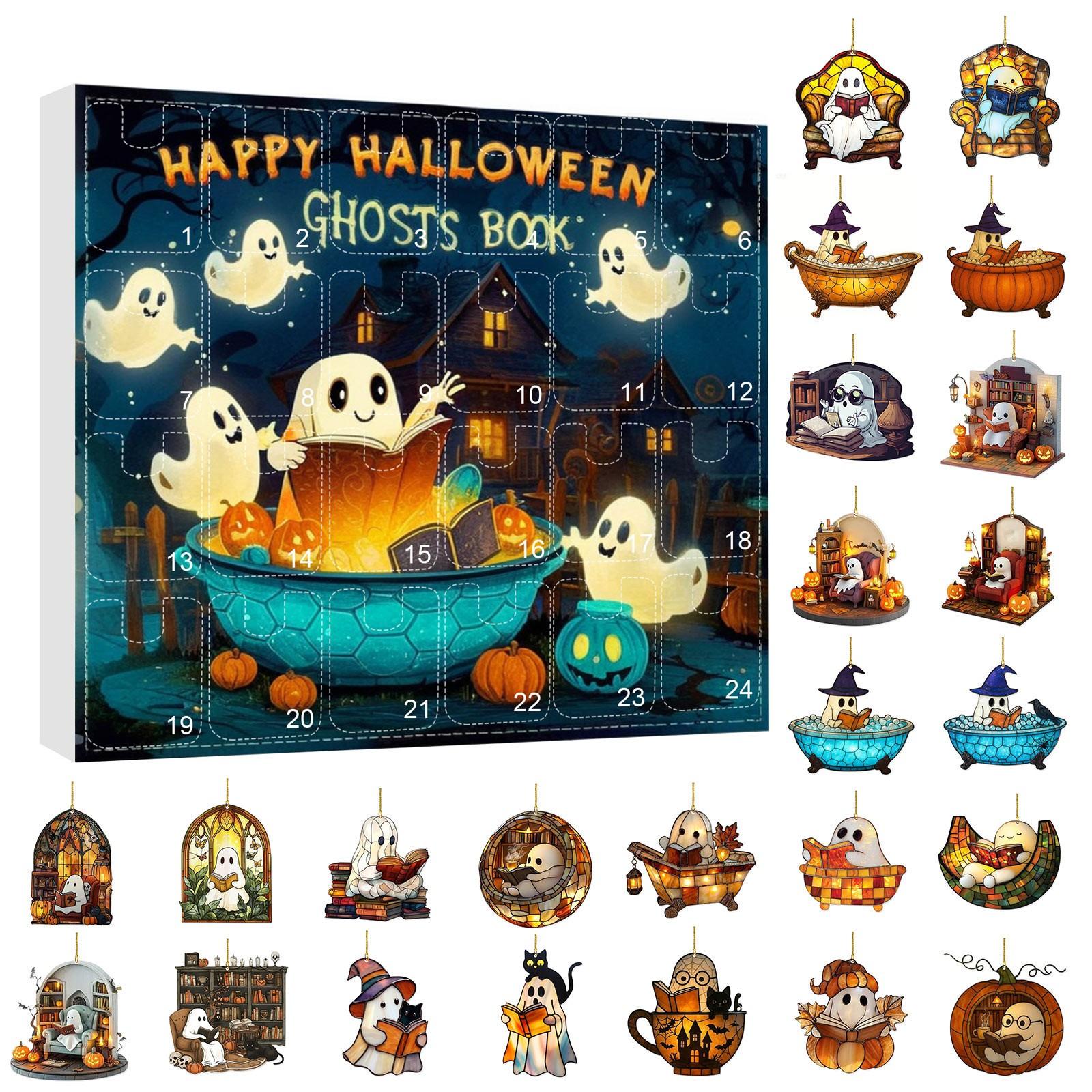 

Хэллоуин Подвесное украшение Адвент-календарь , 24 шт. Коллекционные предметы для праздничной вечеринки Обратный отсчет, Календарь обратного отсчета Хэллоуина Сюрприз One Size