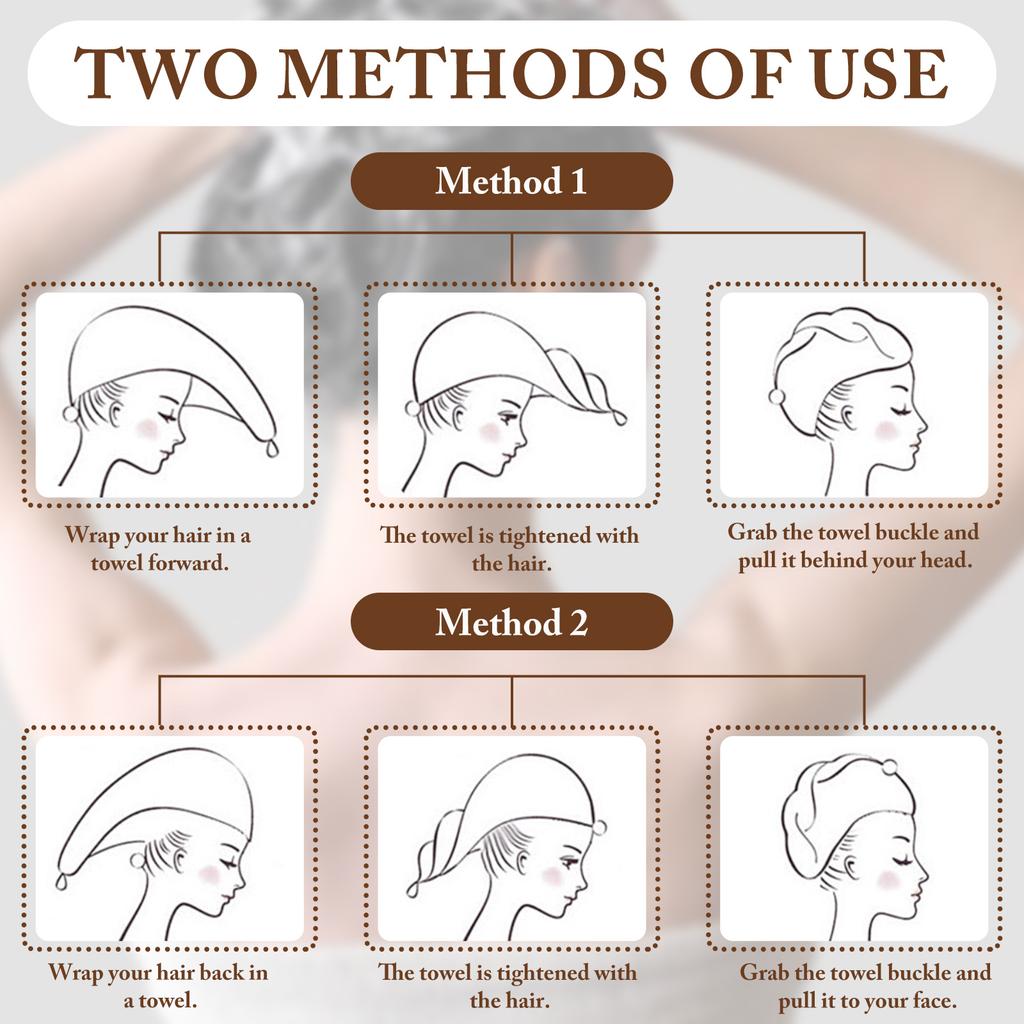 Hair Towel Coral Fleece Dry Hair Cap with Buttons and Hanging Rope Soft Absorbent Hair Turban Towel Wrap for Wet Hair Plopping