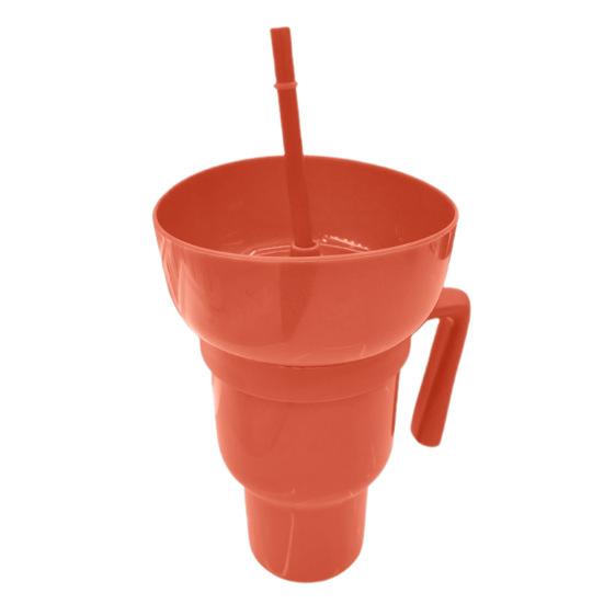 Snack And Drink Cup with Straw Lightweight Stadium Tumbler Portable Reusable Snack Tumbler Bowl for Family Gatherings Picnics