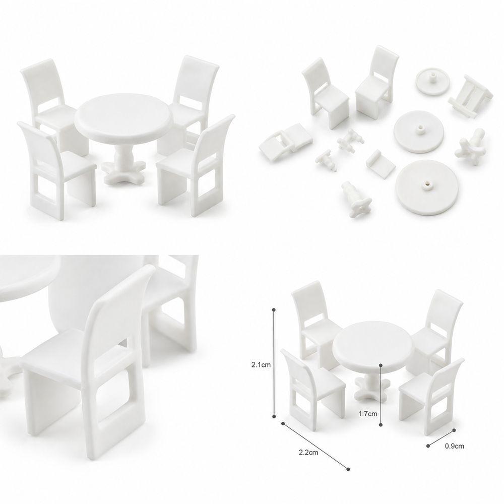 2Set Miniature Table Chair Miniature Self Assembly Miniature Table Set House Decoration