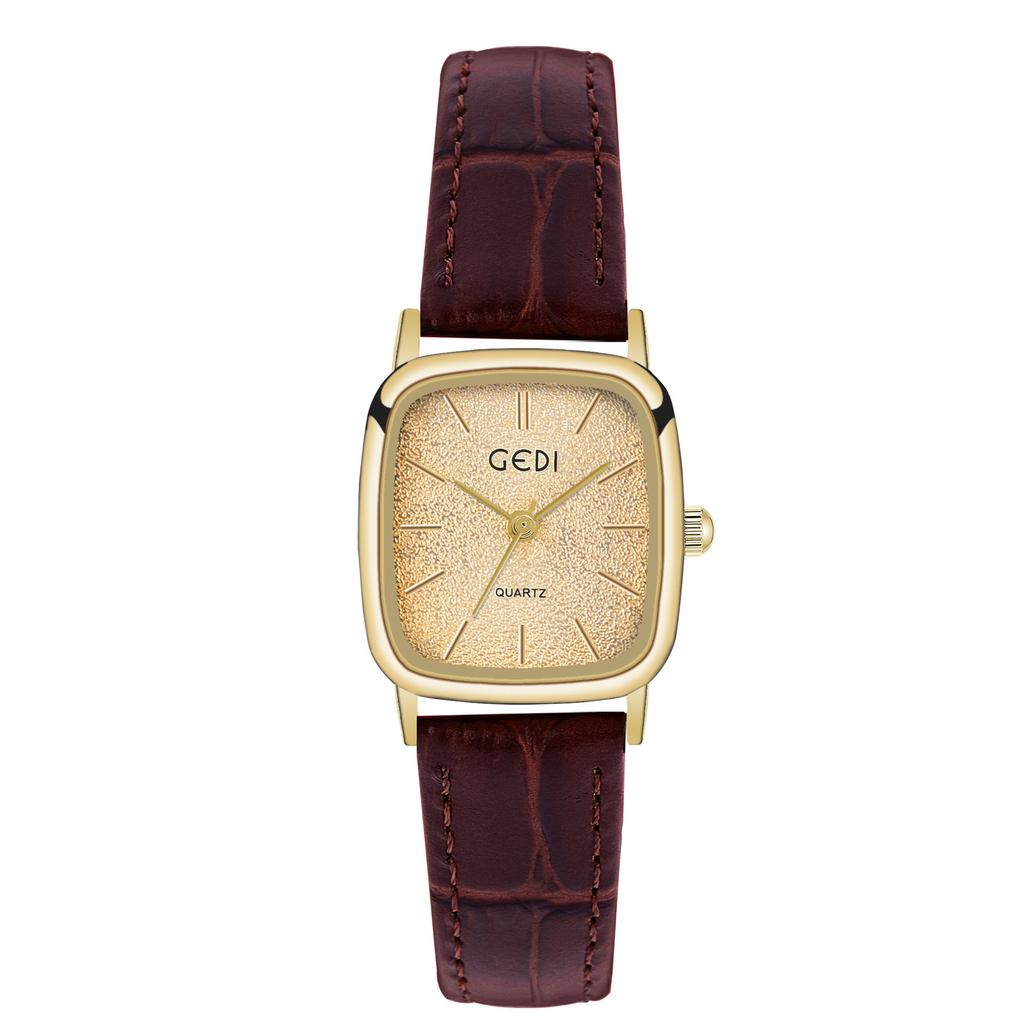 Exquisite, Small, High-Value Women'S Watch, Small Sugar Cube, High-End Quartz Watch, Women'S Retro Leather Watch