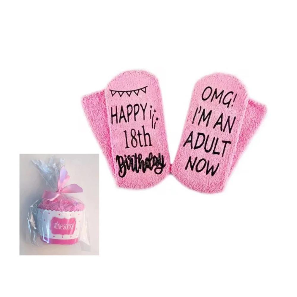Luxury Fuzzy Wine Socks In Cupcake Gift Packaging Women Winter Fuzzy Plush Slipper Crew Socks Funny Accessory Present for Wife