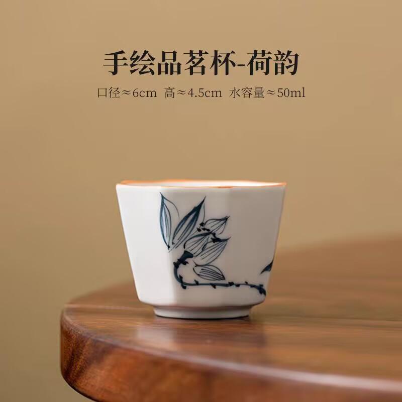 Hand-Painted White Porcelain Tea Cup Chinese Style Guochao Tea Cup Household Chinese Style Tea Cup Master Cup Personal Tea Cup