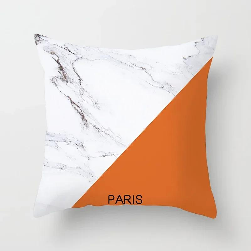 Nordic Orange Pattern Sofa and Bedside Pillow Cover Modern Simple Casual Waist Head Pillow Cushion Cover Pillows Decor Home 45cm