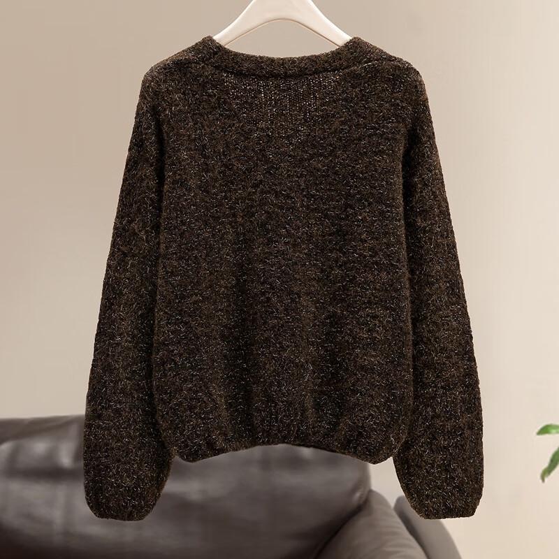 Women's Wool Blend Loose V-Neck Knit Sweater