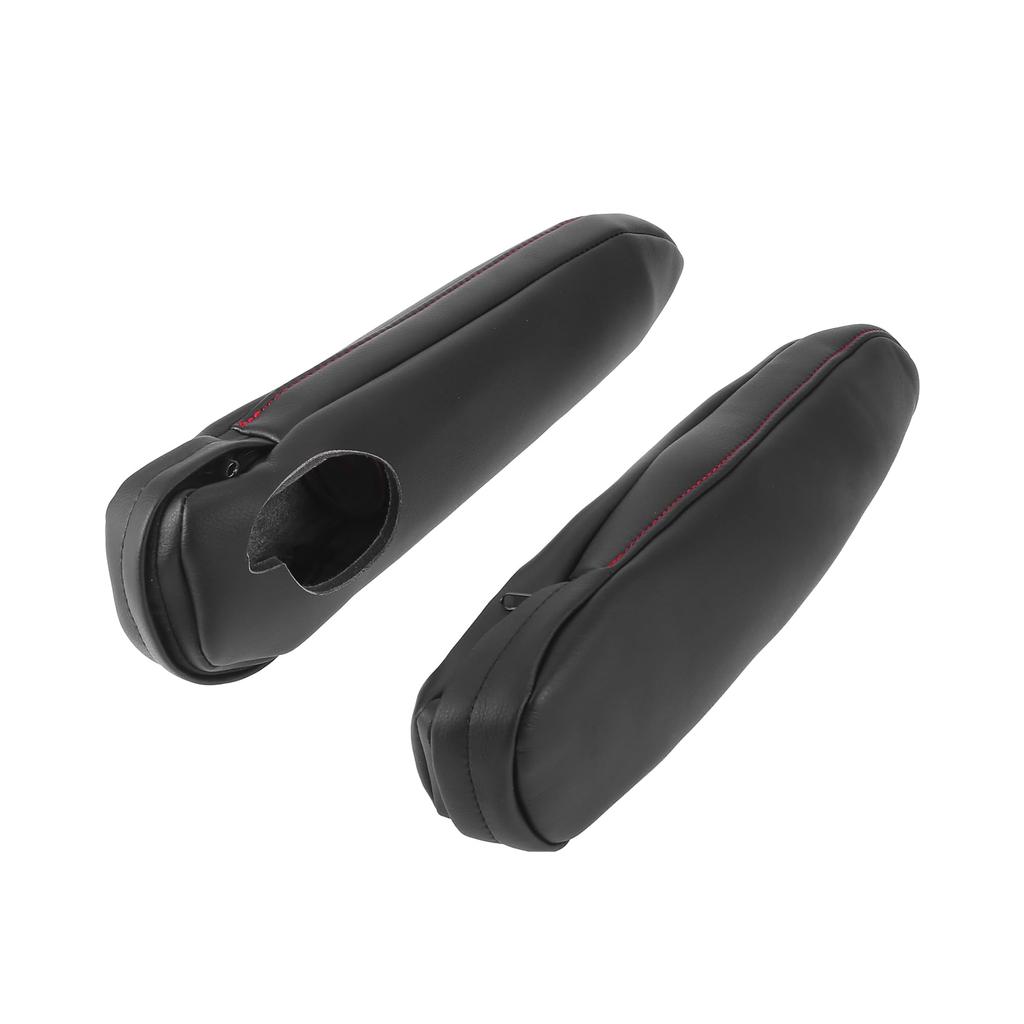 X AUTOHAUX Microfiber Leather Front Seat Armrest Replacement Black with Red for Toyota Sienna Covers, Line, 2011-2018