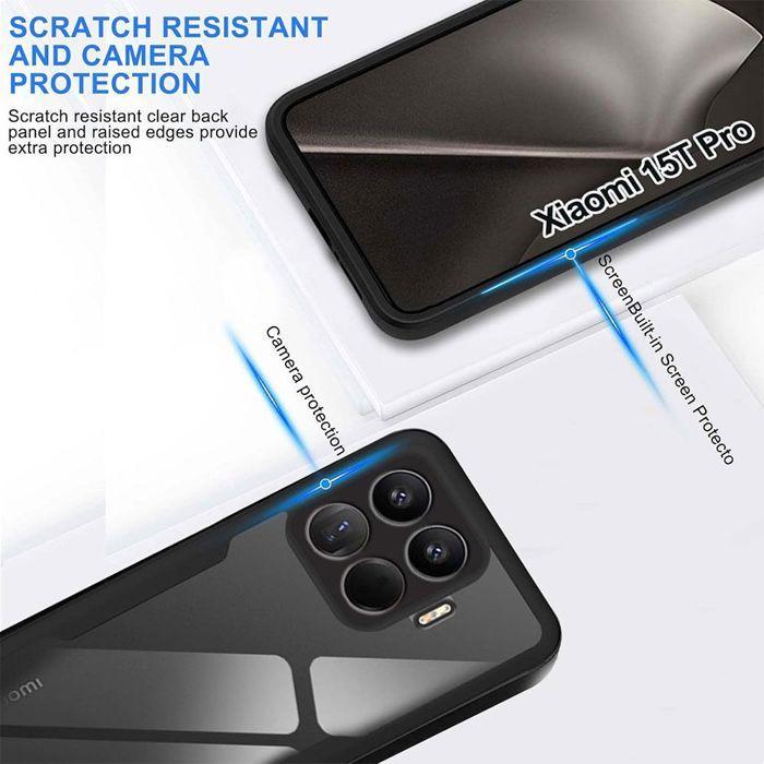 Full Case - E.F.CONNECTION - for Xiaomi 15T Pro - Hybrid Shockproof Transparent Rigid Black Border