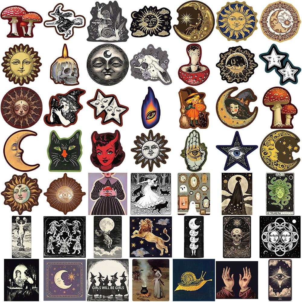 10/30/50pcs Occult Celestial Creepy Stickers Mysterious Galaxy Graffiti Decal DIY Stationery  Dark Gothic Sun Moon Sticker