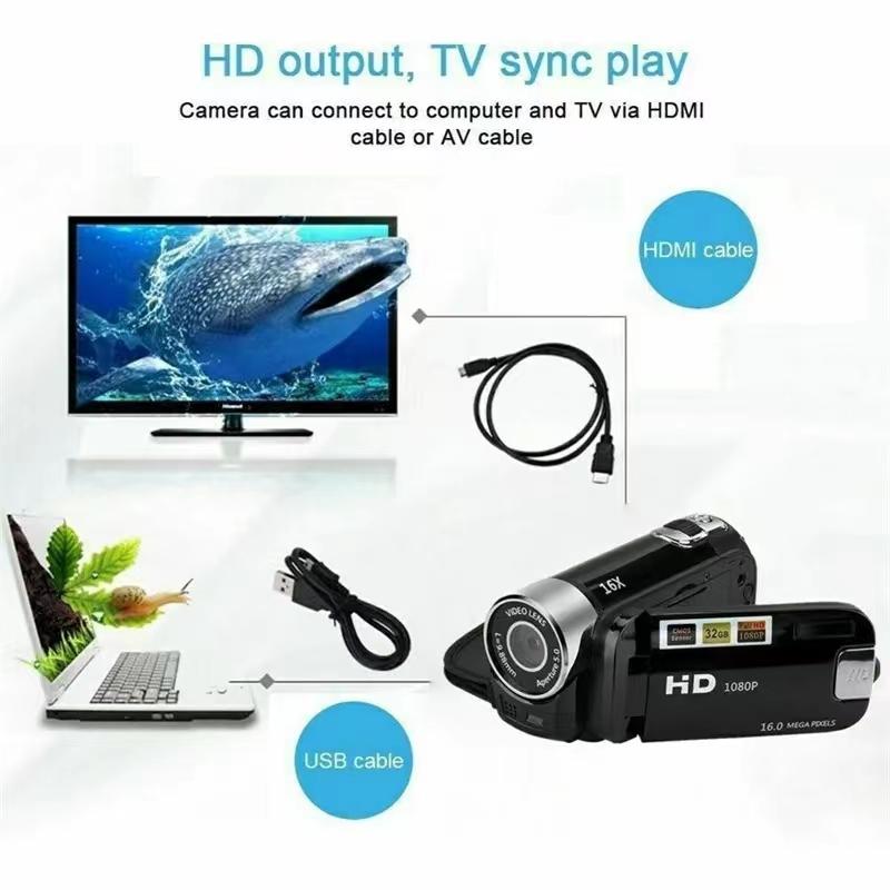 Two Types Video Camcorder 720p Full Hd 16mp Dv Recorder Digital Video Camera 270 Degree Rotation Screen 16x Night Shoot Zoom