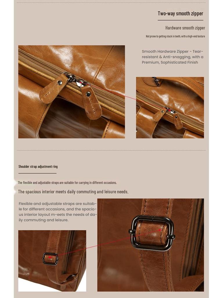 Men's Genuine Leather Multi-Pocket Travel Backpack: Large Capacity, Versatile, and Ideal for Casual Outdoor Adventures.