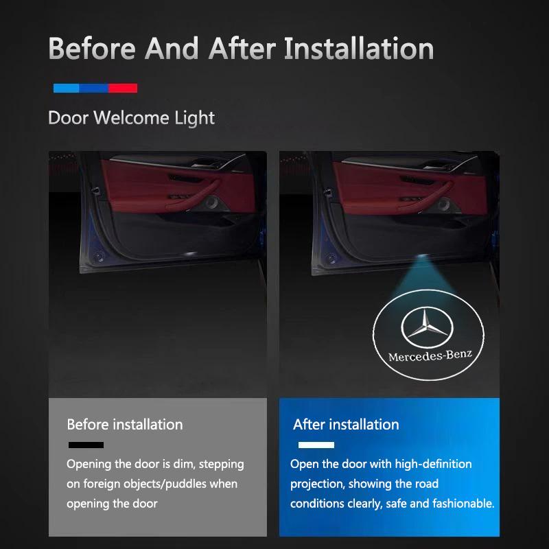 2Pcs Led Car Door Welcome Light Projector Lamp For Mercedes Benz W212 W205 AMG ML W166 W176 W177 W213 W246 GLB GLC GLA GLS GLE SM0