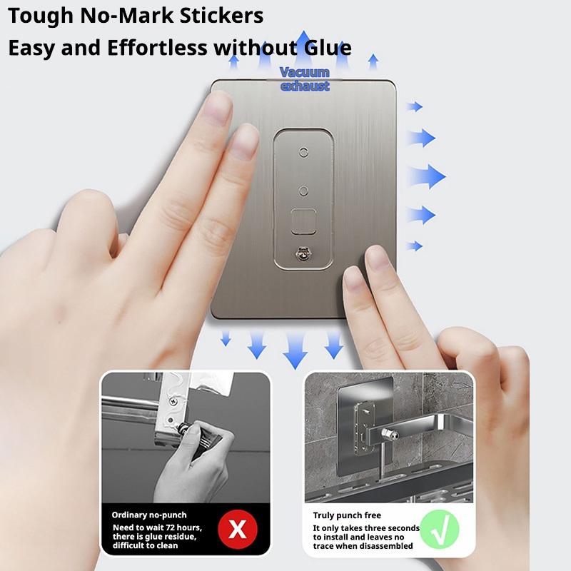 Non-drilling Towel Rack Double Layer Self Adhesive Bathroom Shower Bath Room Toilet Towel Holder Two Bars Hand Towel Holder Rail