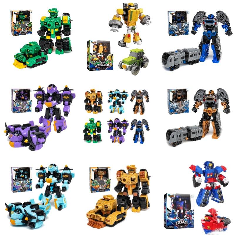 Transforming Car Robot Mech Action Figure Toy Cartoon Collectible With Puzzle Assembly Plastic Material