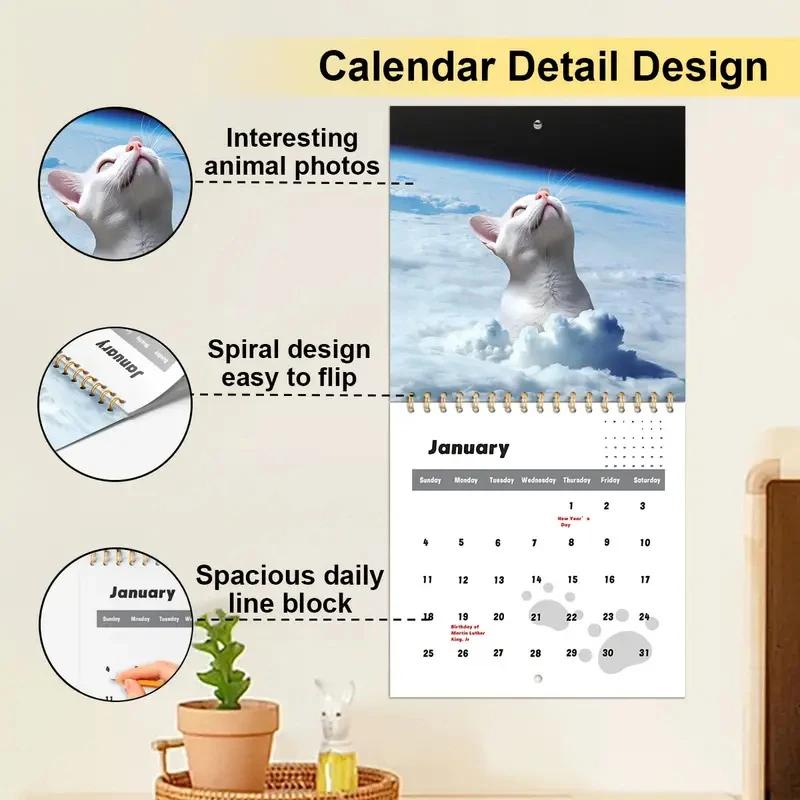 2026Cat Calendar Cute Cat Calendar Fun Family Planner Monthly Holiday Plan Reminder Planning Tool Suitable for Bedroom and Study