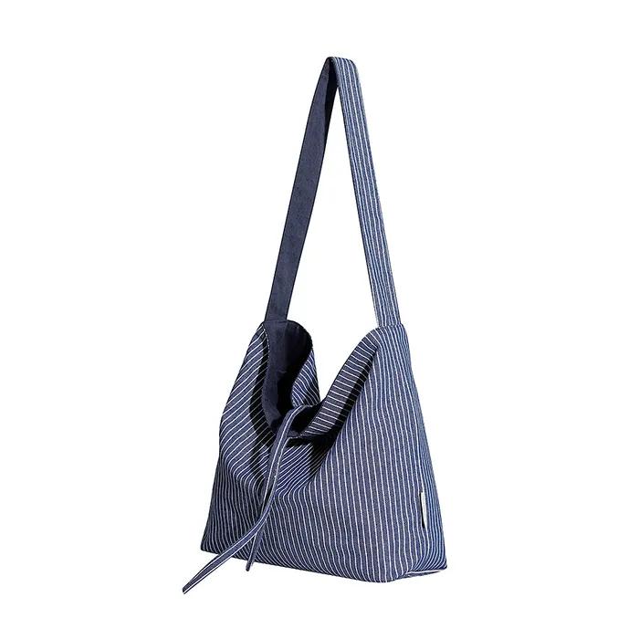 Plain Easy Reversible Shoulder Bag - Striped Navy