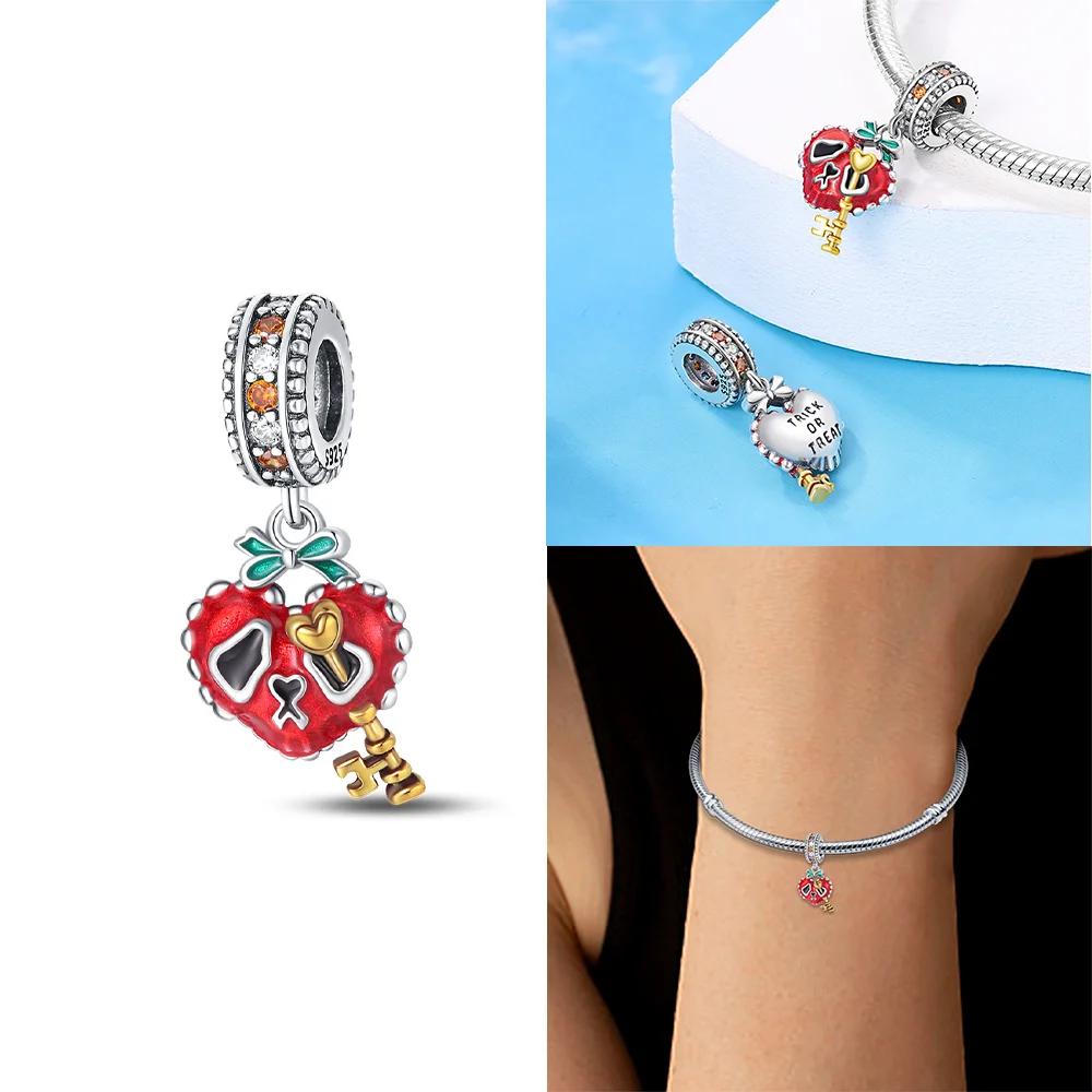 Copper Halloween Pumpkin Cart Magic Witch Ghost Original Charms Beads Fit Bracelet Jewelry Diy Women Birthday Gift Necklace