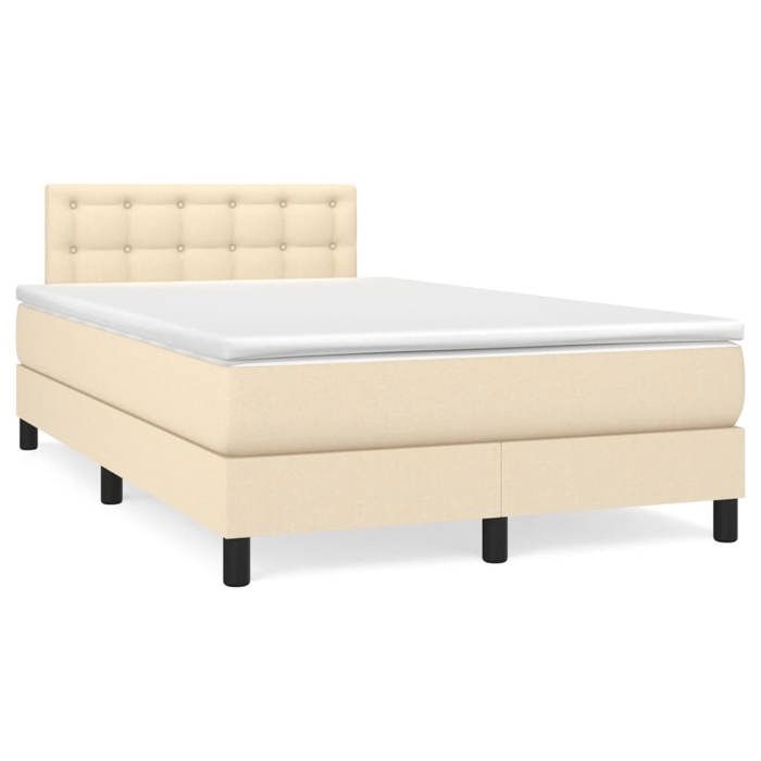 Maison Exclusive - Sommier à lattes de lit avec matelas Crème 120x200 cm Tissu
