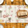 Easter Bunny Egg Tulip Linen Table Runner Holiday Party Decor Spring Cherry Blossoms Table Runnes for Kitchen Dining Table Decor