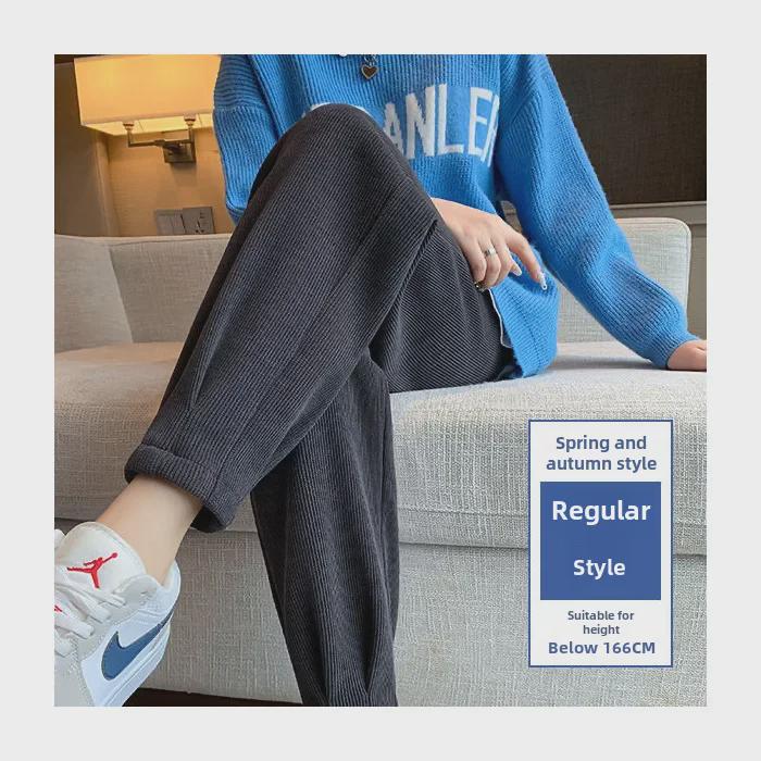 Women's White Chenille Sweatpants with Velvet Lining - Autumn/Winter 2024 Harem-Style Carrot Fit