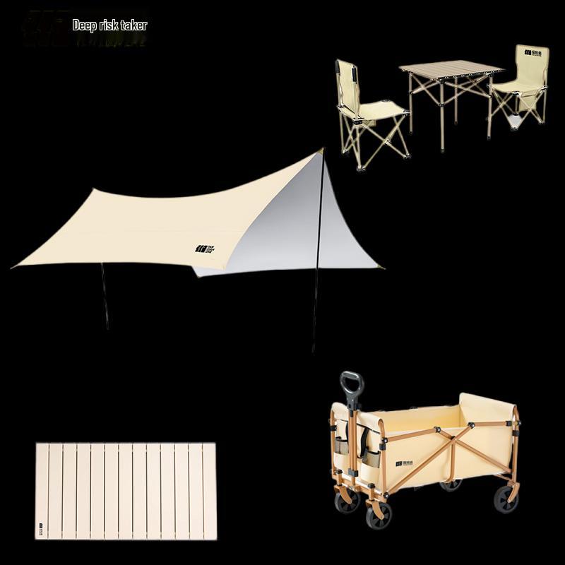Outdoor Canopy Camping Set with Cart and Folding Furniture