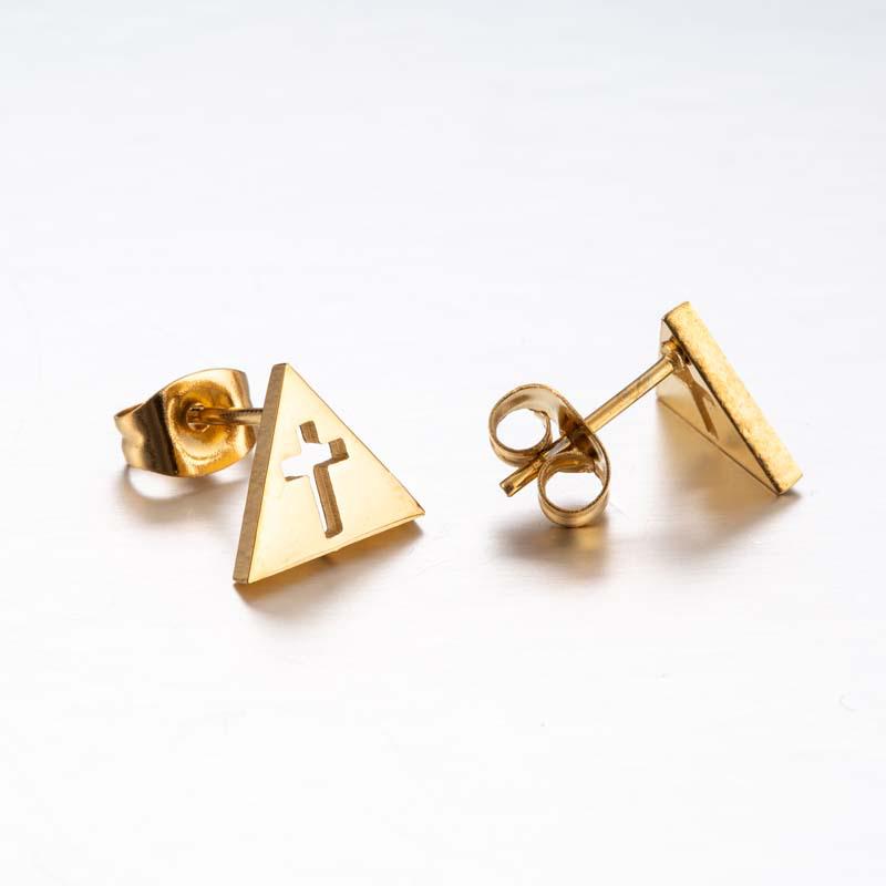 Korean Style Geometric Triangle Hollow Flower Ear Cuff Earrings for Women