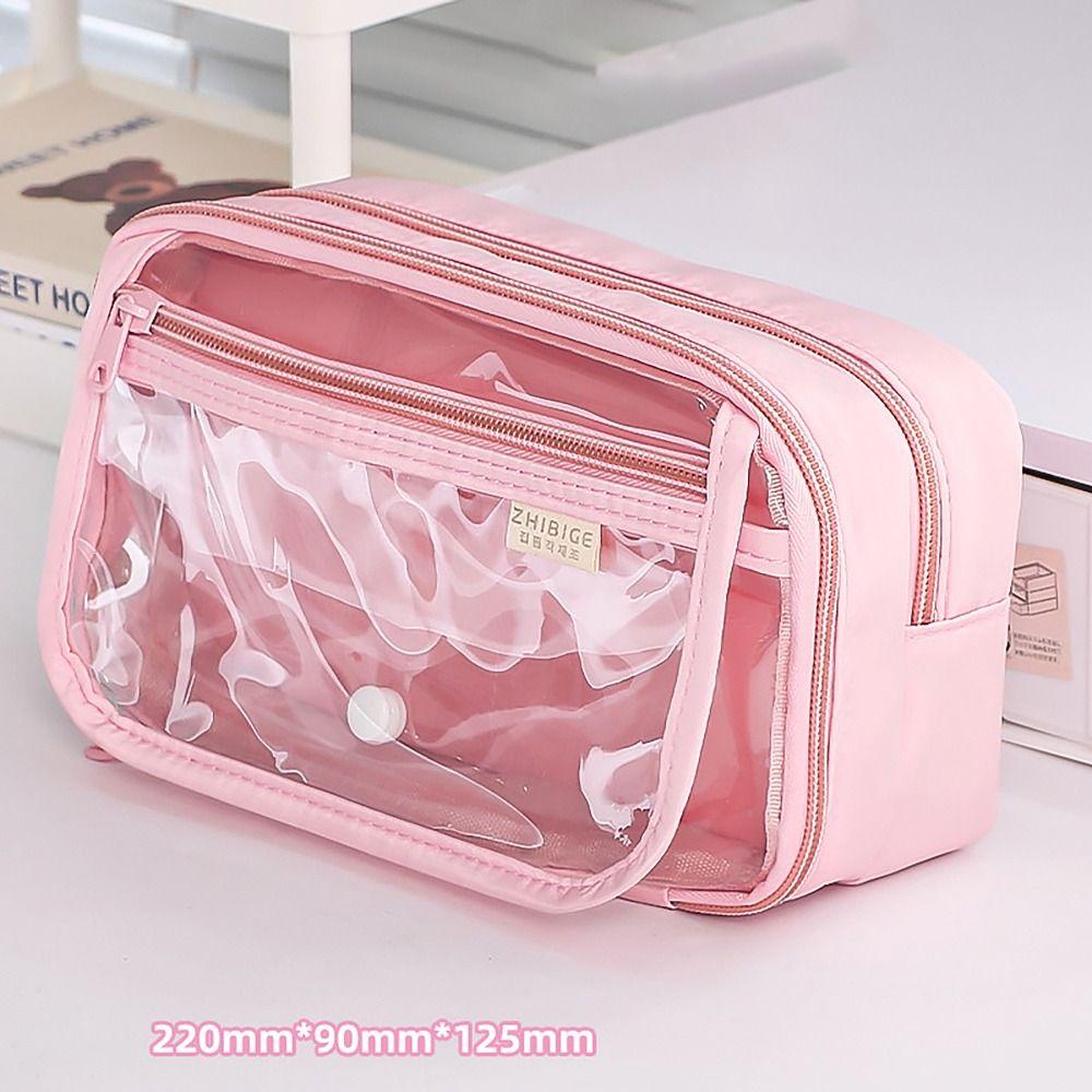 Transparent Flip Cover Pencil Case 8 Layers Stationery Storage Pouch  Office School Supplies