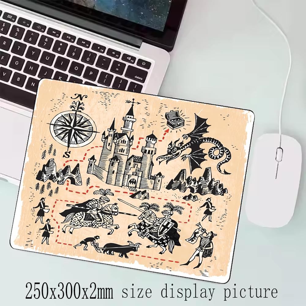 Nautical Map Mouse Pad Square Computer Office Game Table Mats Rubber Anti-slip Laptop Mousepads 45X40 Large 22x18 Small Desk Pad