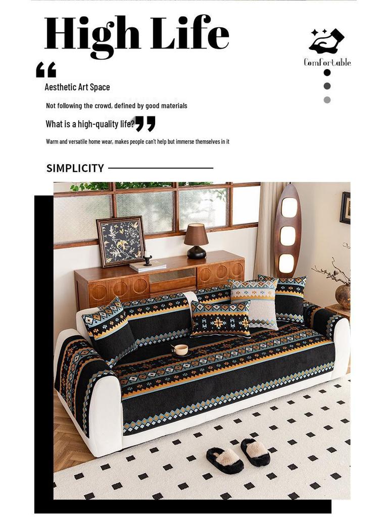 Bohemian Ethnic Sofa Cushion: Non-Slip, Dirt-Resistant, All-Season Universal Cover for 2026