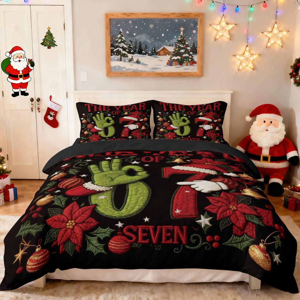Bed Three-Piece Set Green Hair Monster Hand Pillow Cover Quilt Cover Digital Printing Bedding