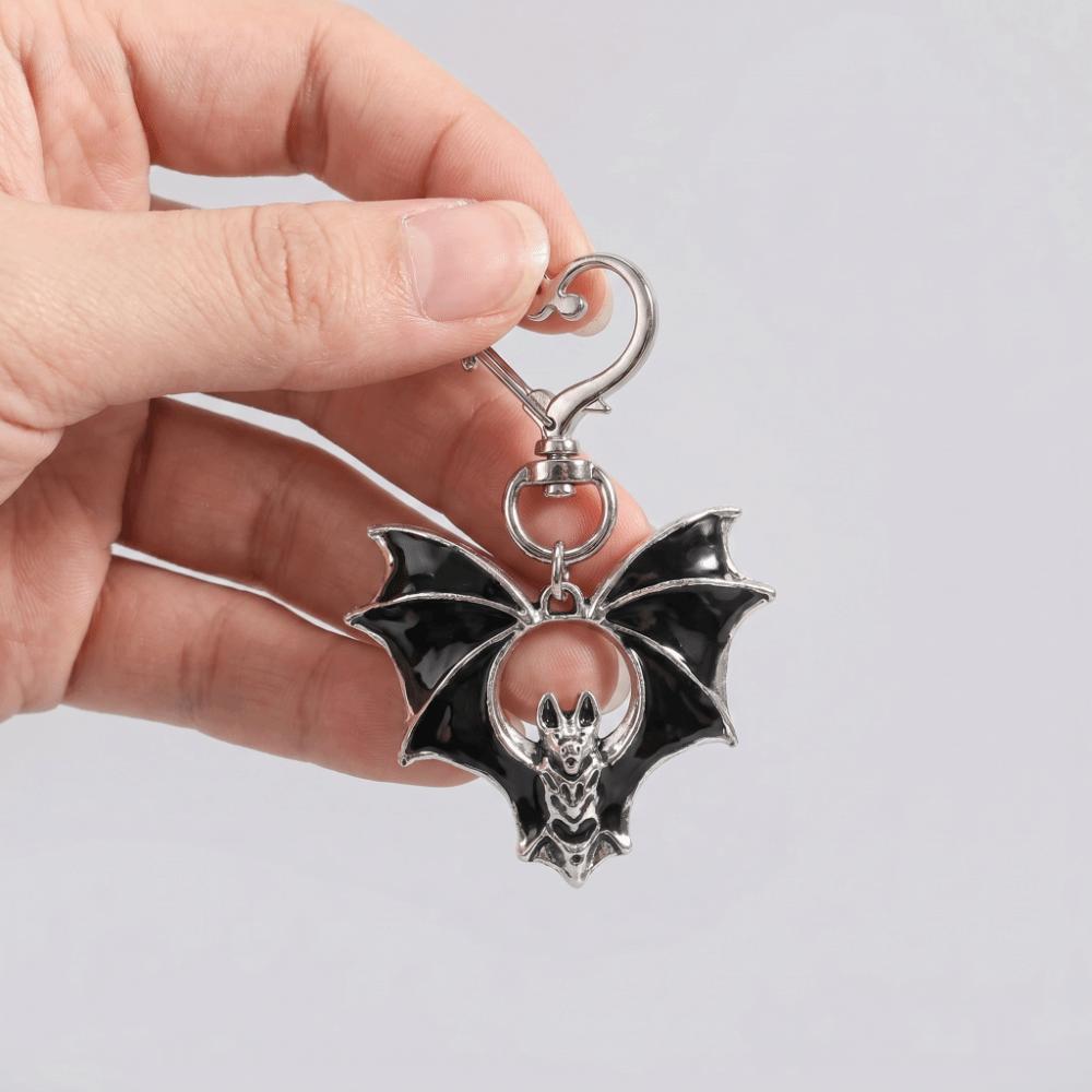 Enamel Bag Charm Black Gothic Key Ring Dark Aesthetic Halloween Bat Keychain  Car Accessory