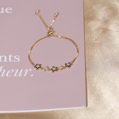 S925 Sterling Silver Cold Style Black Five-pointed Star Bracelet Ins Niche Design Light Luxury Bestie Personalized Jewelry