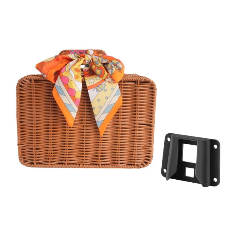 

Simulation Vine Bicycles Front Basket Cycling Luggage Bag Detachable Bicycles Basket Bag Suitcase Easy Installation